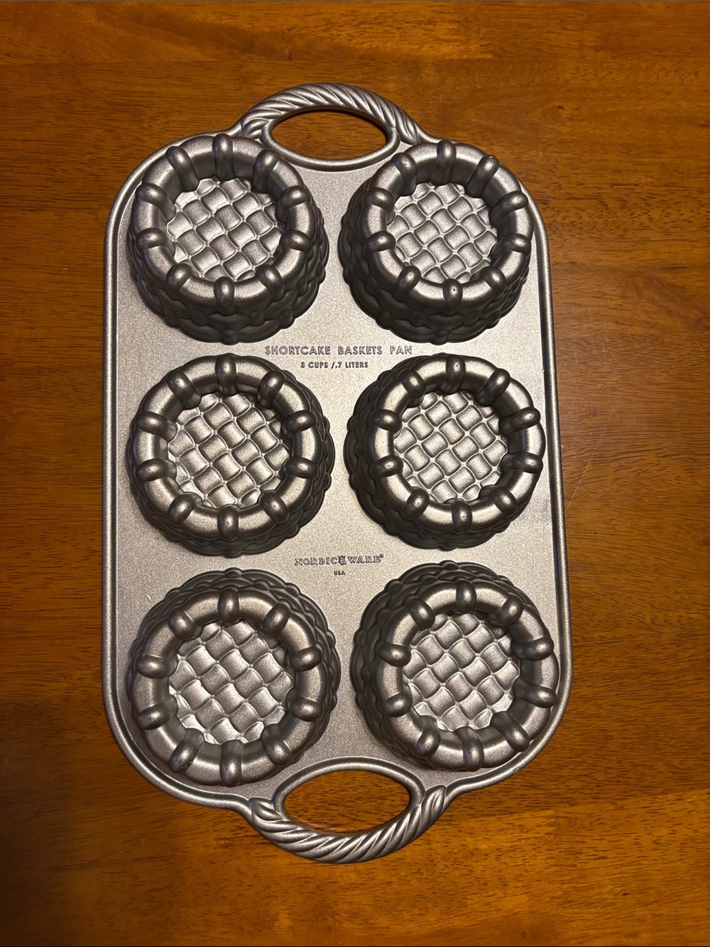 Nordic Ware Silver Shortcake Basket Pan - 6-Cup Mold